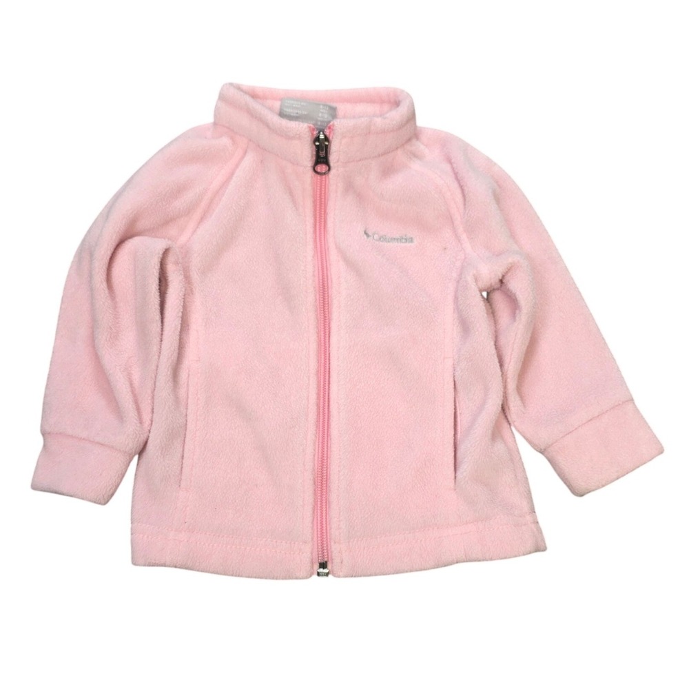 Columbia Full Zip Fleece Jacket Girl's 6-12 Months Pink Mock Neck Outdoor Layer